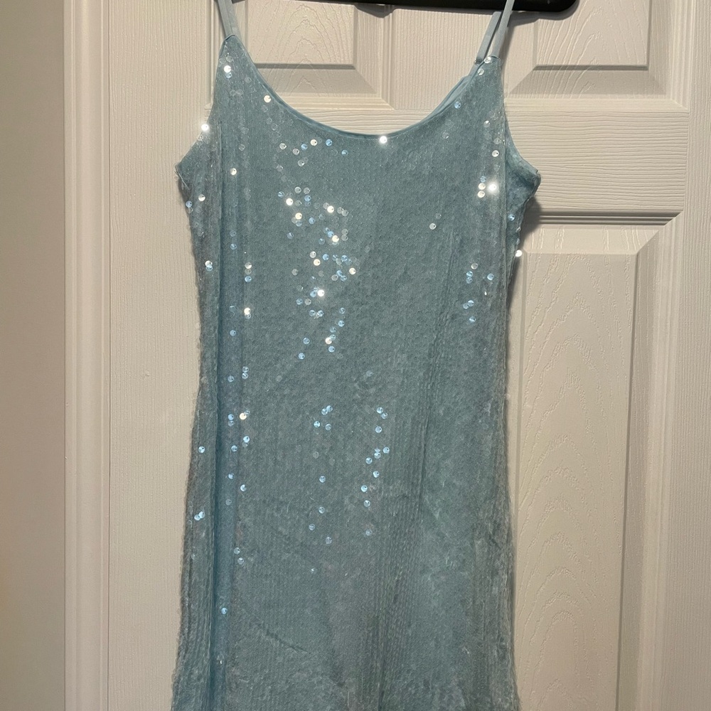Bar III Light Blue Sequin Mini Dress